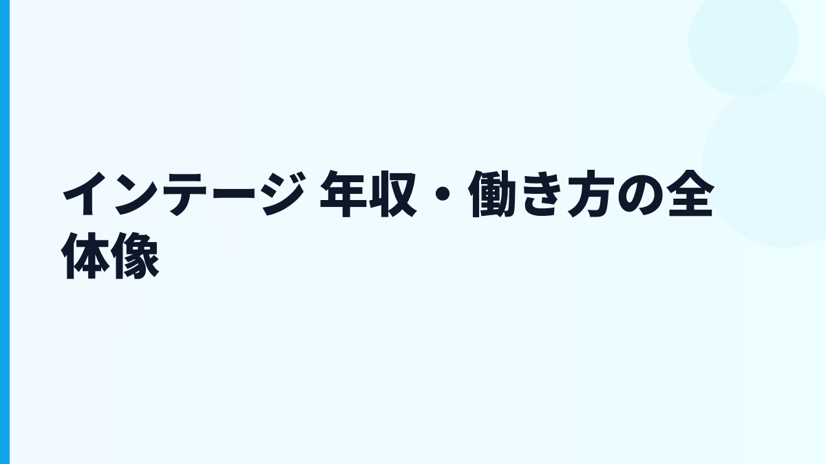 インテージ 年収・働き方の全体像