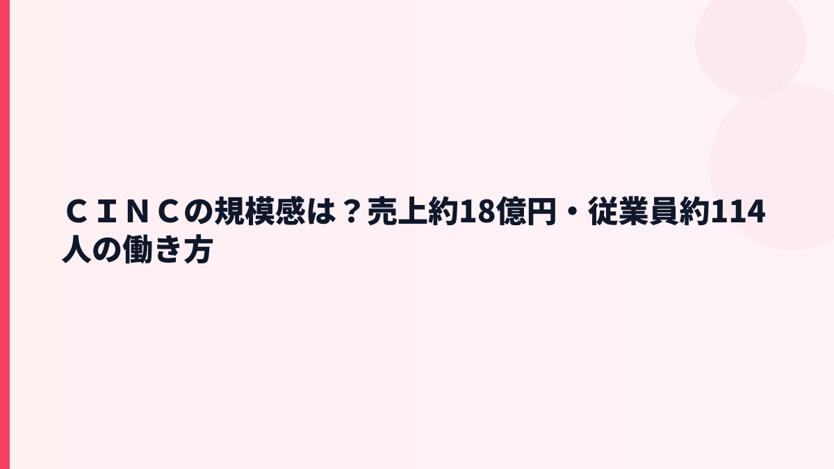 ＣＩＮＣの規模感と年収｜売上約18億円・従業員約114人