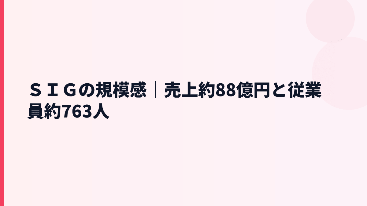 ＳＩＧの規模感｜売上約88億円と従業員約763人