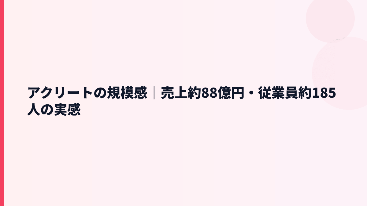 アクリートの規模感は？売上約88億円・従業員約185人の実感