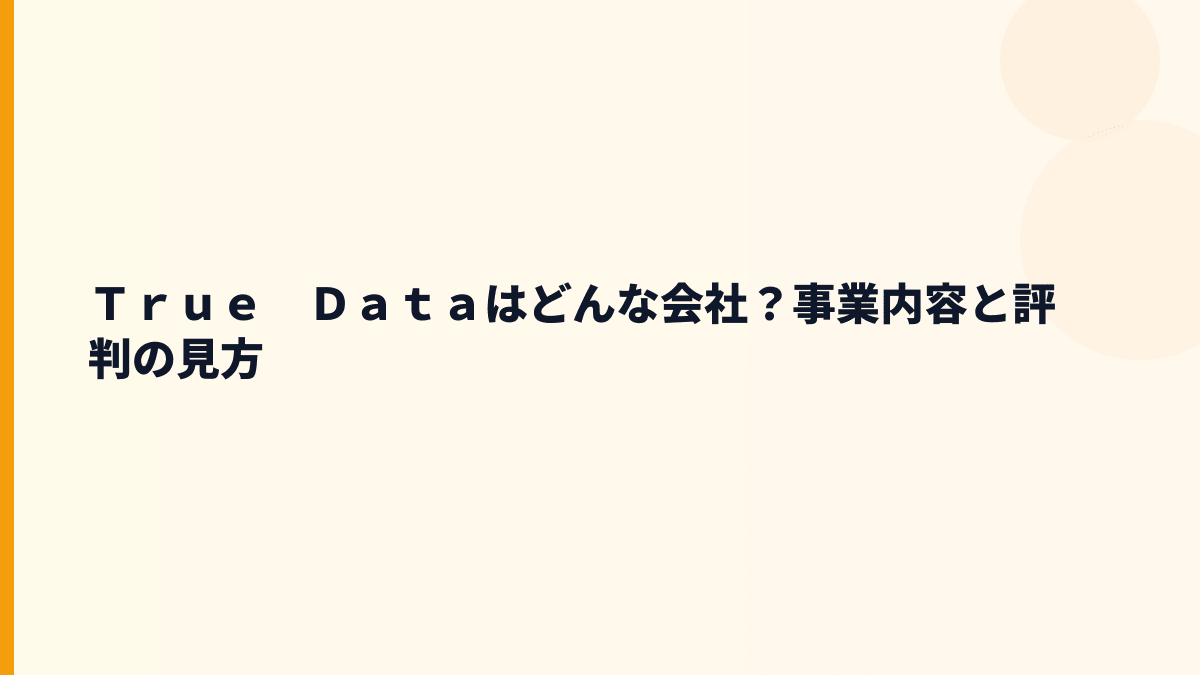 Ｔｒｕｅ　Ｄａｔａはどんな会社？事業内容と評判の見方