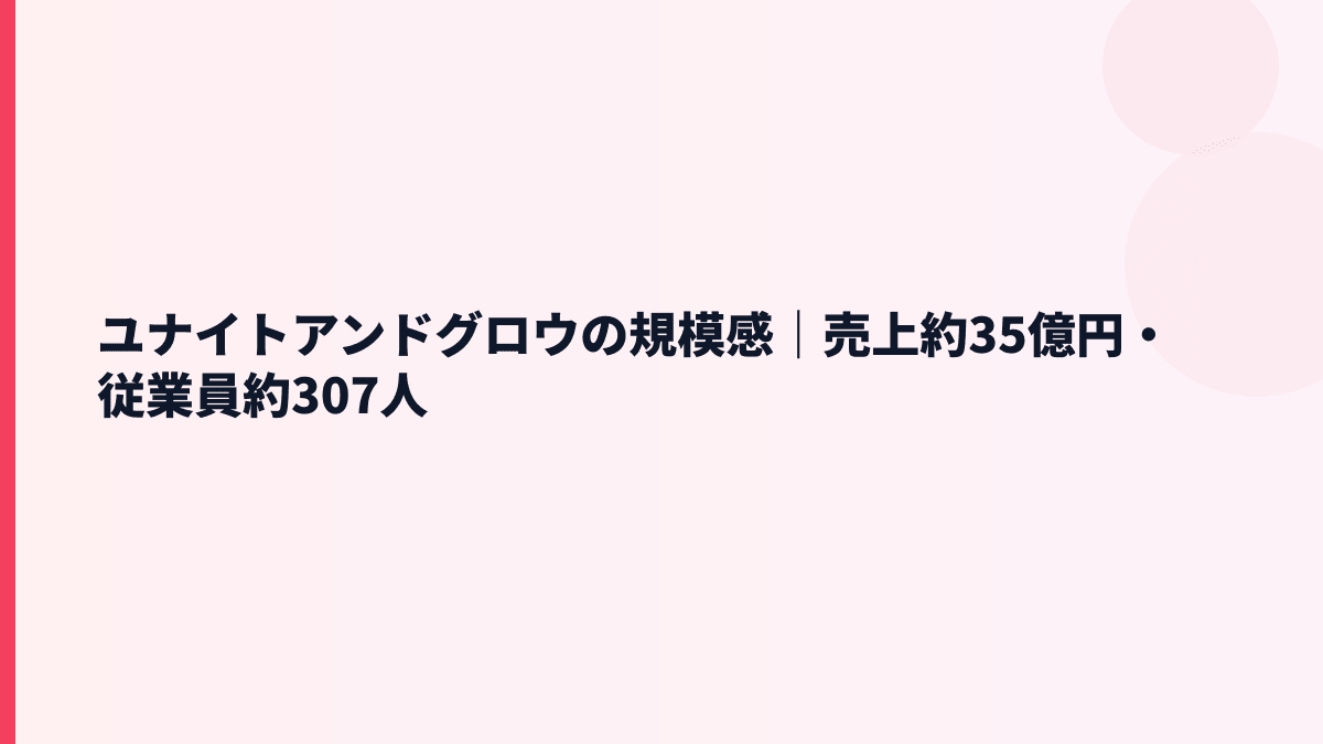 ユナイトアンドグロウの規模感｜売上約35億円・従業員約307人