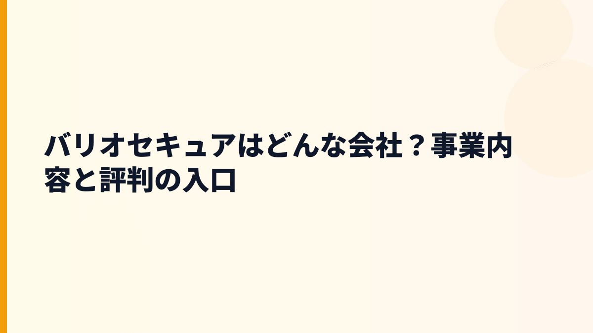 バリオセキュアはどんな会社？事業内容と評判の入口