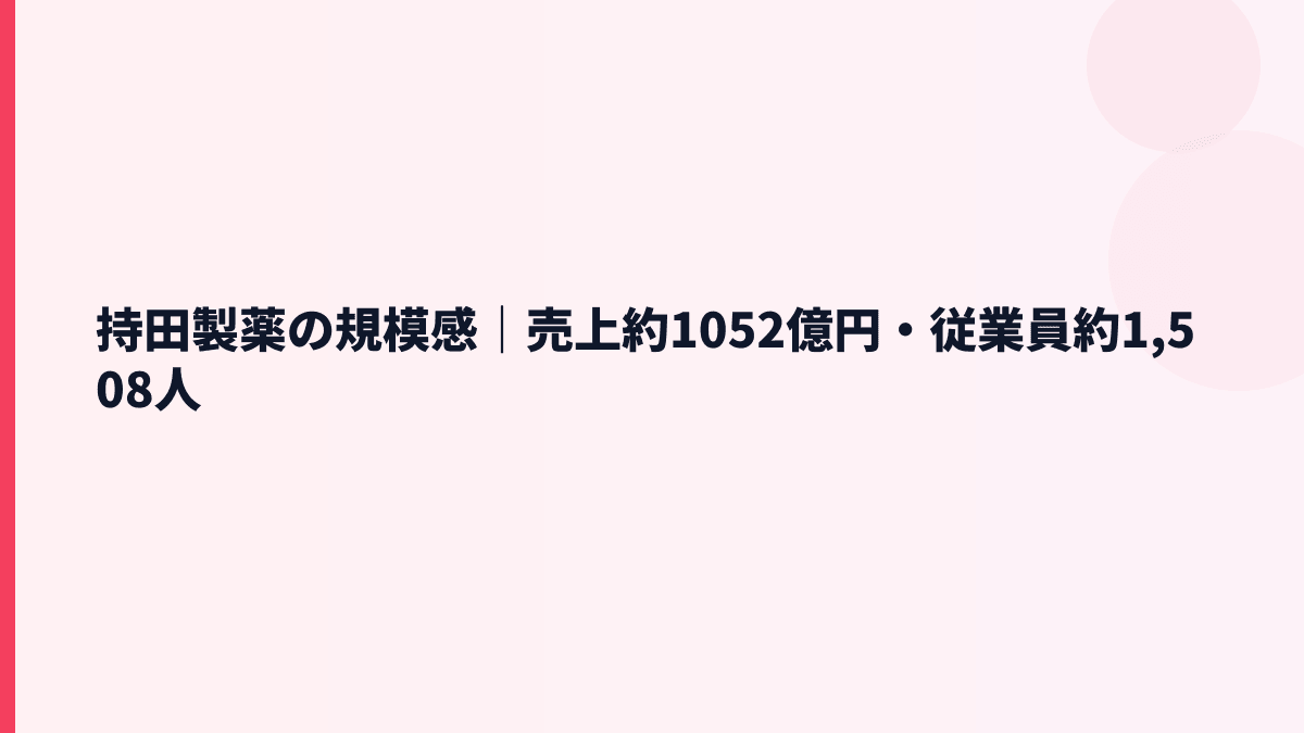 持田製薬の規模感｜売上約1052億円・従業員約1,508人