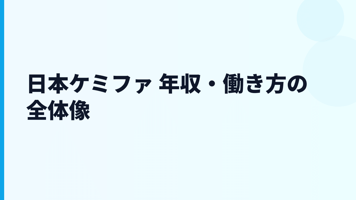 日本ケミファ 年収・働き方の全体像