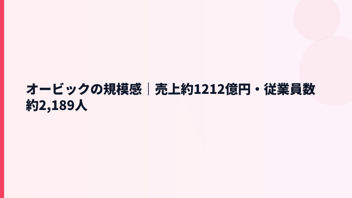オービックの規模感｜売上約1212億円・従業員数約2,189人