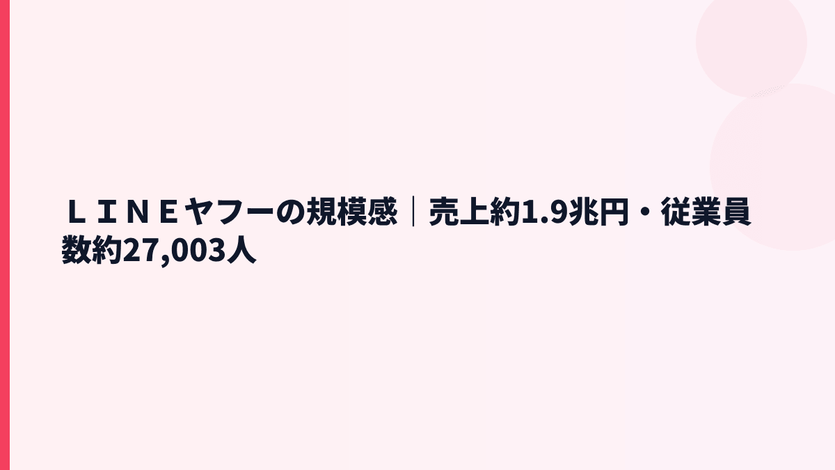 ＬＩＮＥヤフーの規模感｜売上約1.9兆円・従業員数約27,003人