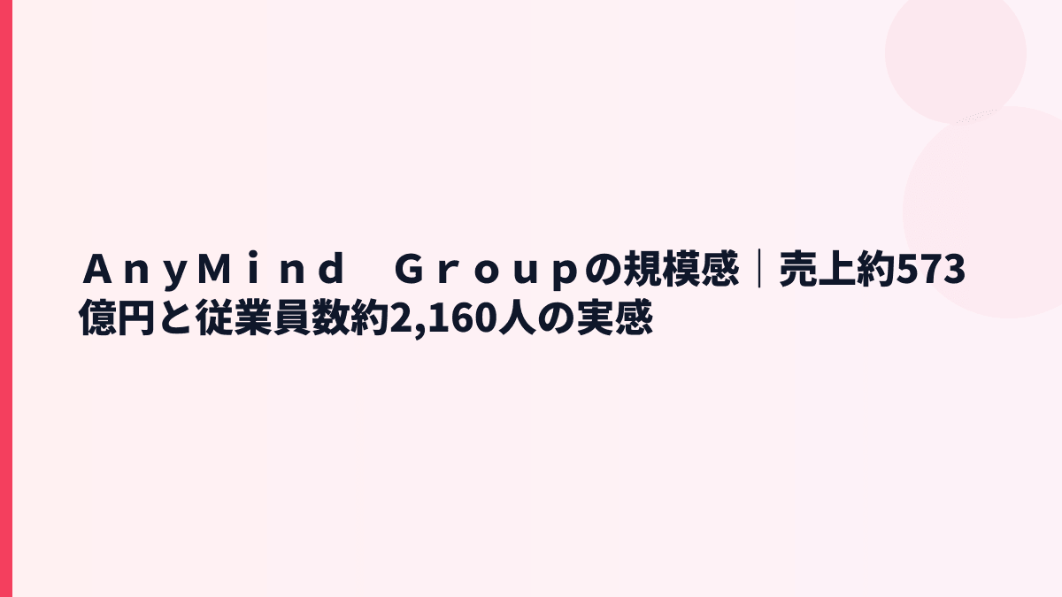 ＡｎｙＭｉｎｄ　Ｇｒｏｕｐの規模感は？売上573億円・従業員2,160人の実感