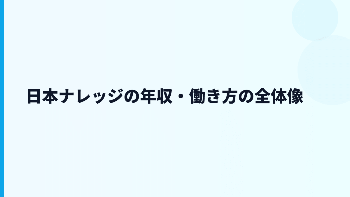 日本ナレッジの年収・働き方の全体像