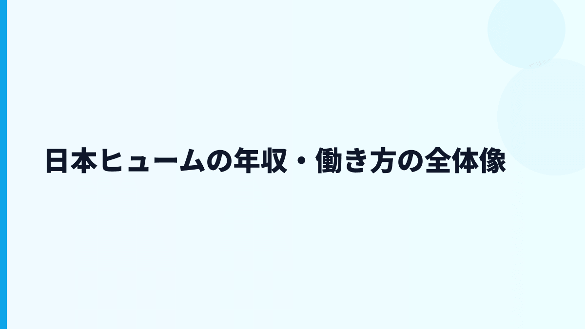 日本ヒュームの年収・働き方の全体像