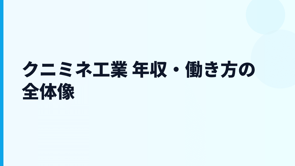 クニミネ工業 年収・働き方の全体像