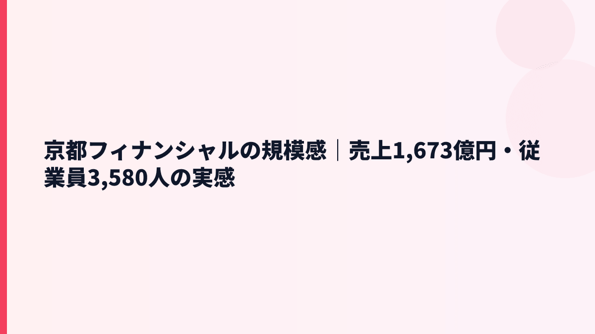 京都フィナンシャルの規模感と働き方｜売上約1,673億円・従業員約3,580人