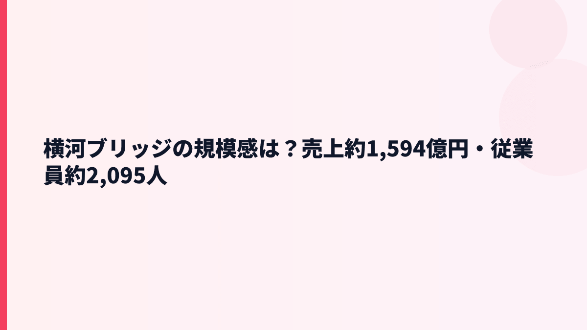 横河ブリッジの規模感は？売上約1,594億円・従業員約2,095人