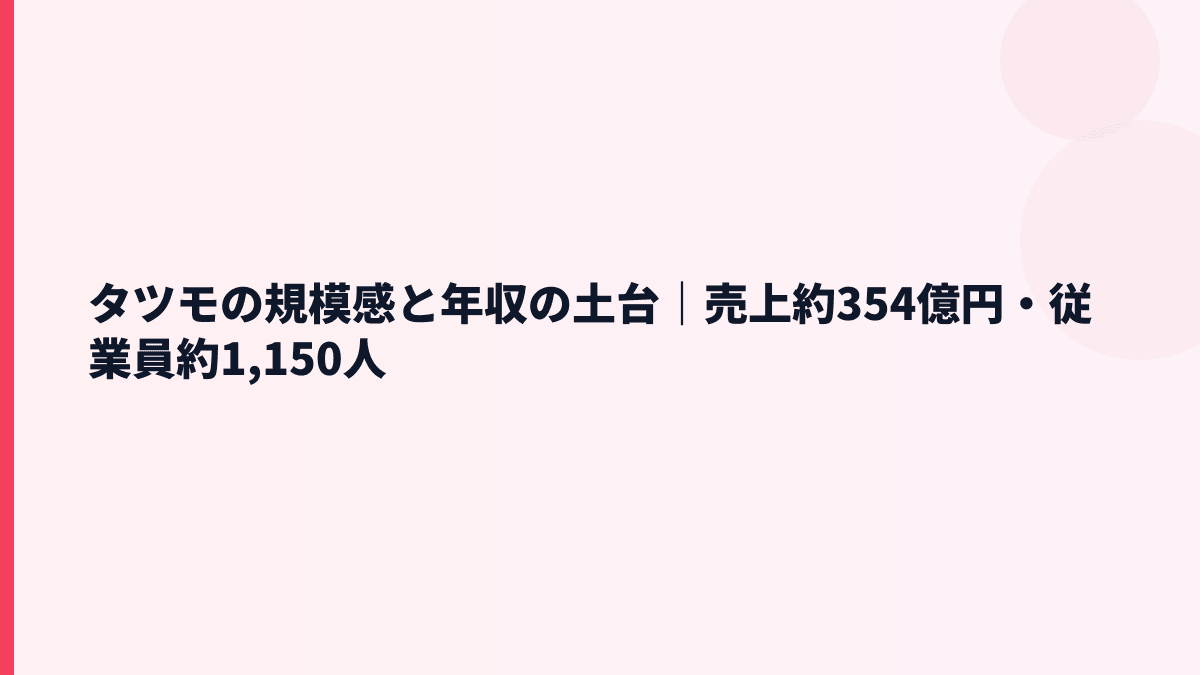 タツモの規模感と年収の土台｜売上約354億円・従業員約1,150人