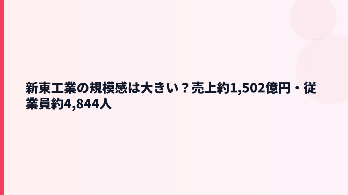 新東工業の規模感は大きい？売上約1,502億円・従業員約4,844人