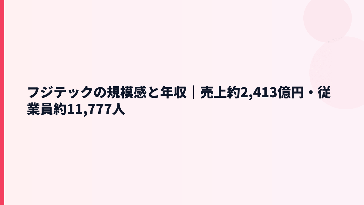 フジテックの規模感と年収｜売上約2,413億円・従業員約11,777人