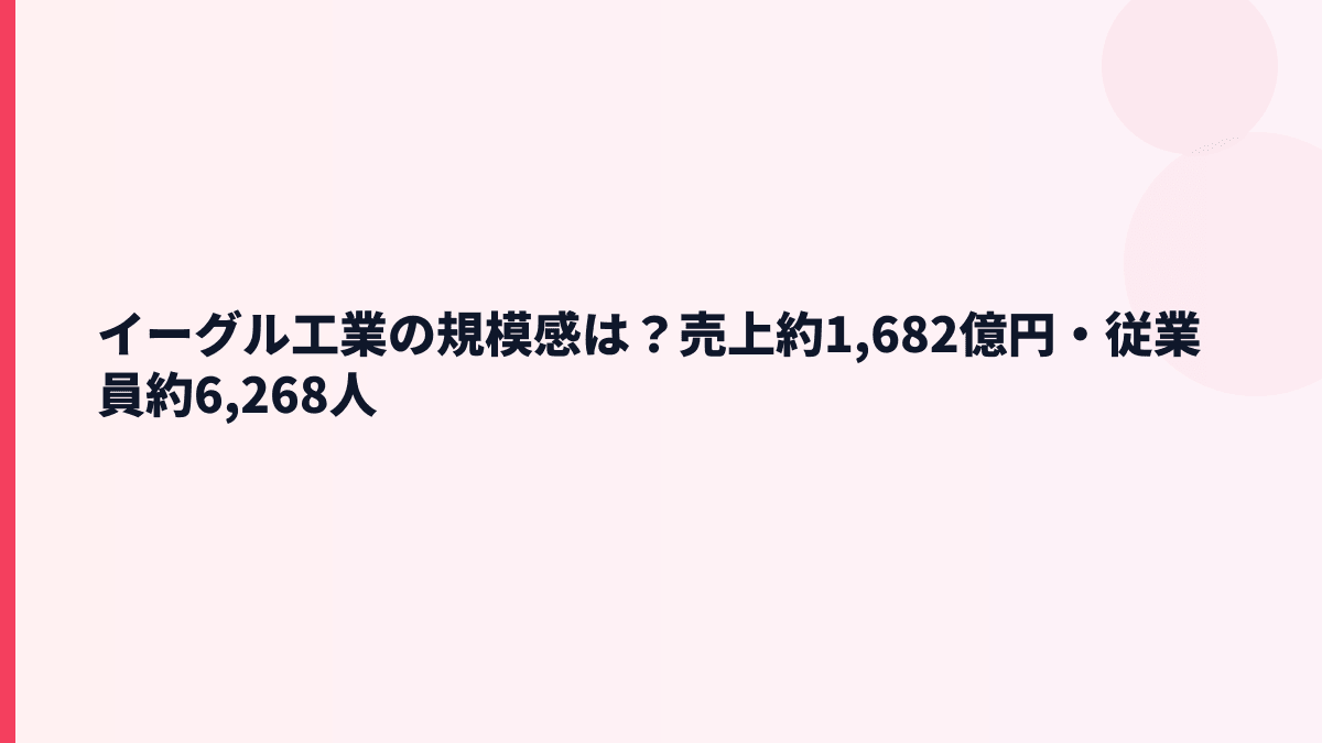 イーグル工業の規模感は？売上約1,682億円・従業員約6,268人