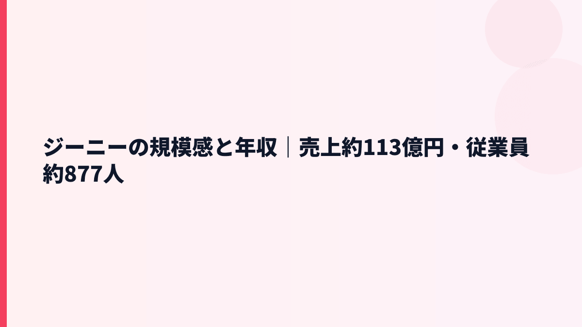 ジーニーの規模感と年収｜売上約113億円・従業員約877人