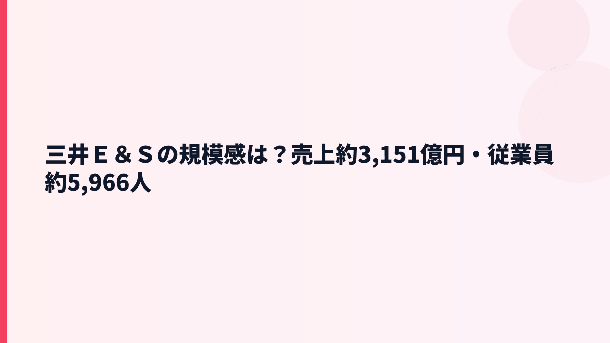 三井Ｅ＆Ｓの規模感は？売上約3,151億円・従業員約5,966人