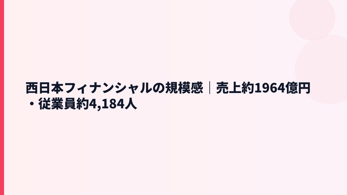西日本フィナンシャルの規模感と年収｜売上約1,964億円・従業員約4,184人