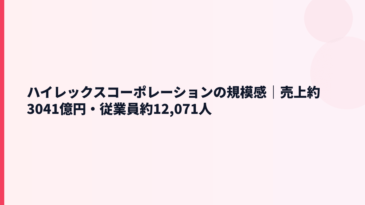 ハイレックスコーポレーションの規模感｜売上約3041億円・従業員約12,071人