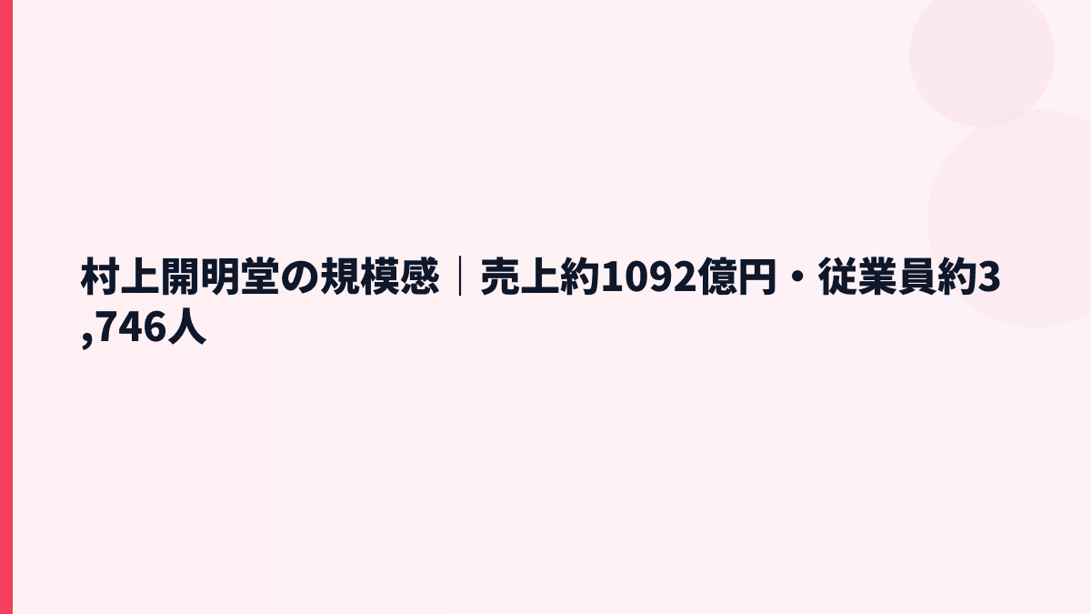 村上開明堂の規模感｜売上約1092億円・従業員約3,746人