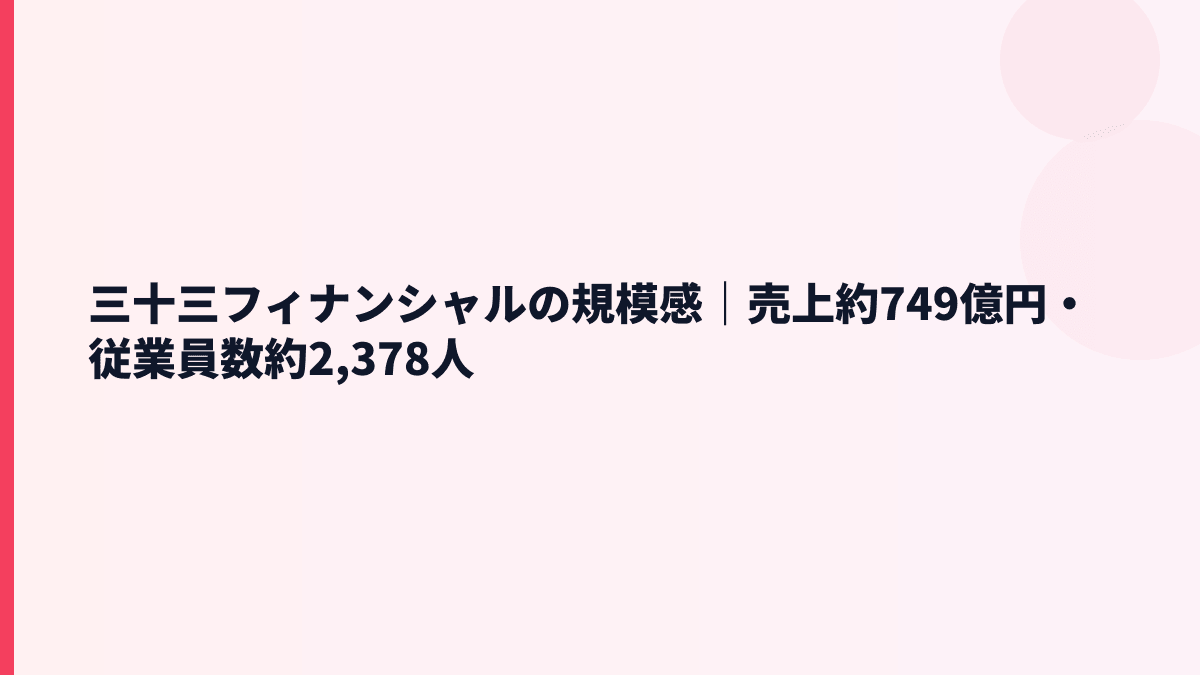 三十三フィナンシャルの規模感は大きい？売上約749億円・従業員約2,378人