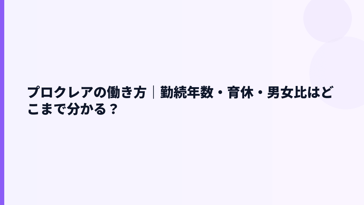 プロクレアの初任給・採用人数・配属はどこまで見える？