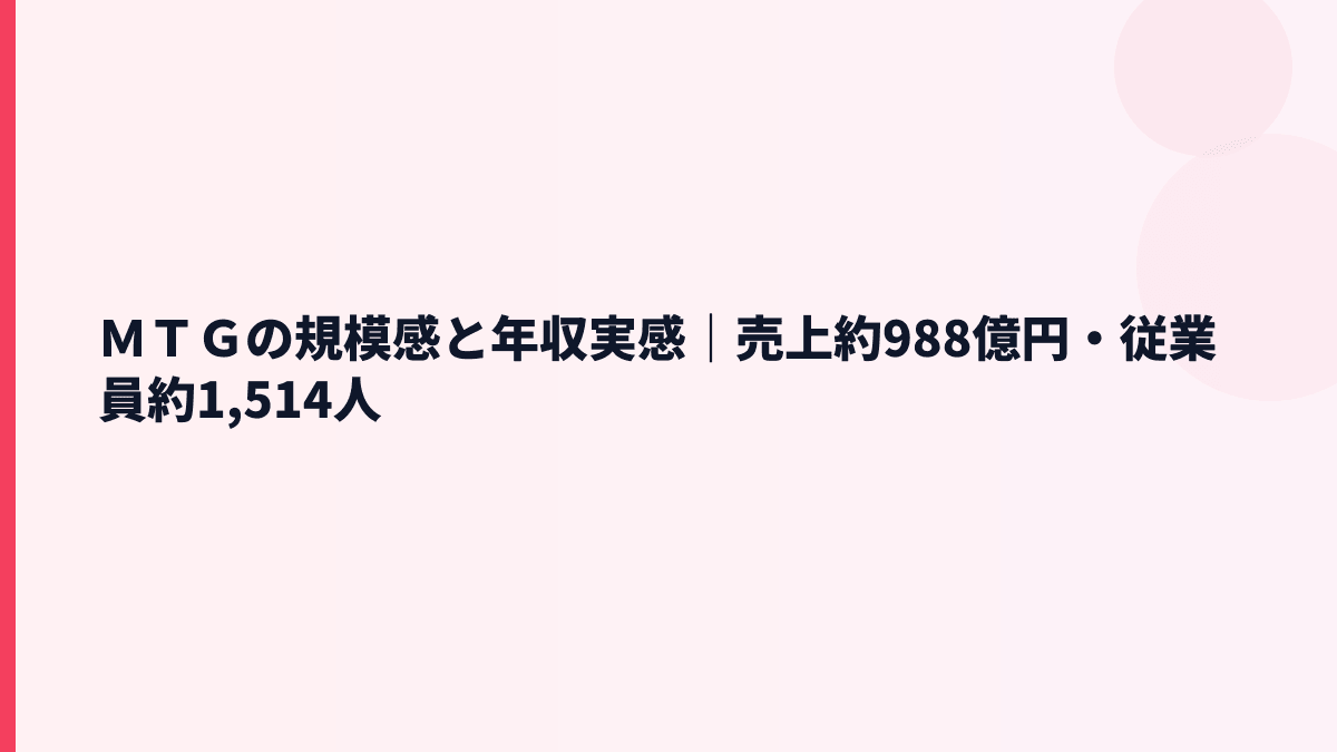 ＭＴＧの規模感と年収実感｜売上約988億円・従業員約1,514人