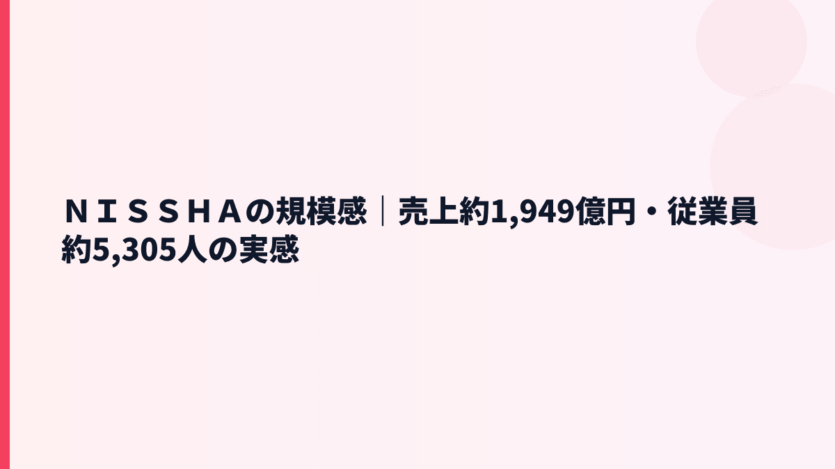 ＮＩＳＳＨＡの規模感｜売上約1,949億円・従業員約5,305人の実感