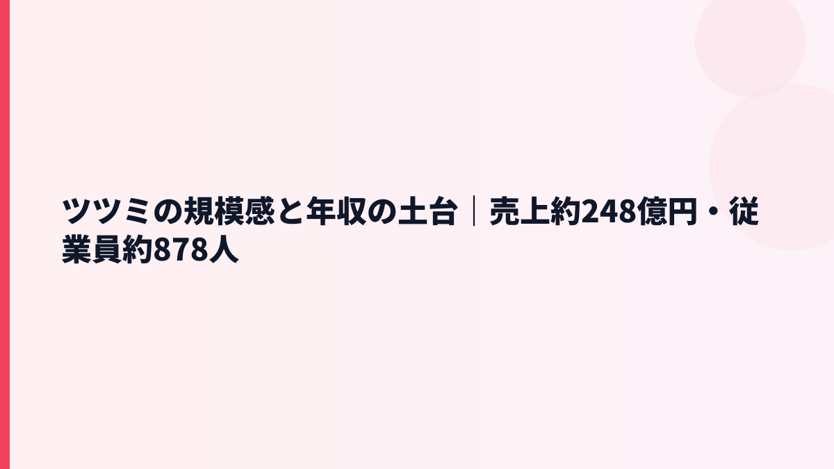 ツツミの規模感と年収の土台｜売上約248億円・従業員約878人