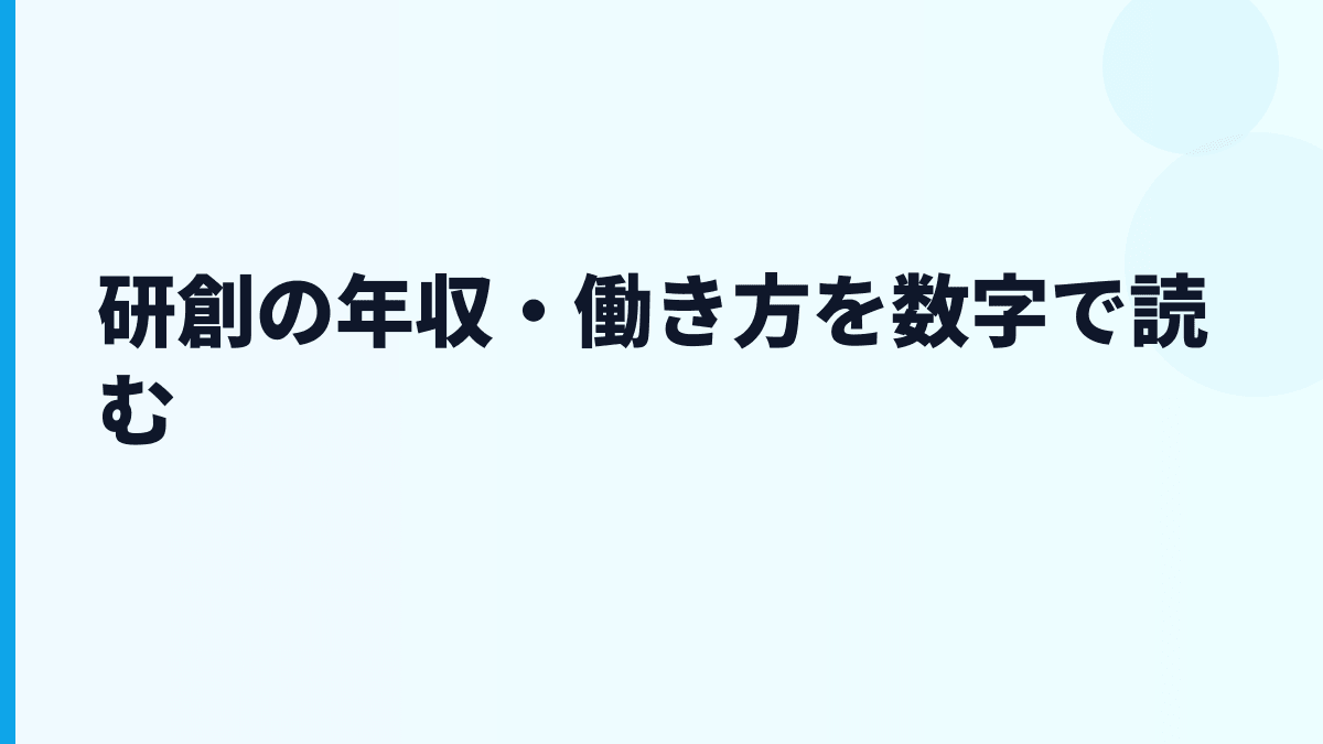 研創の年収・働き方を数字で読む