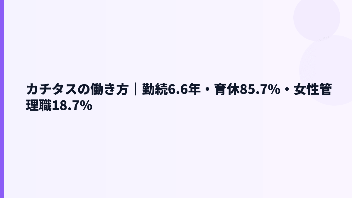 カチタスの働き方｜勤続6.6年・育休85.7%・女性管理職18.7%