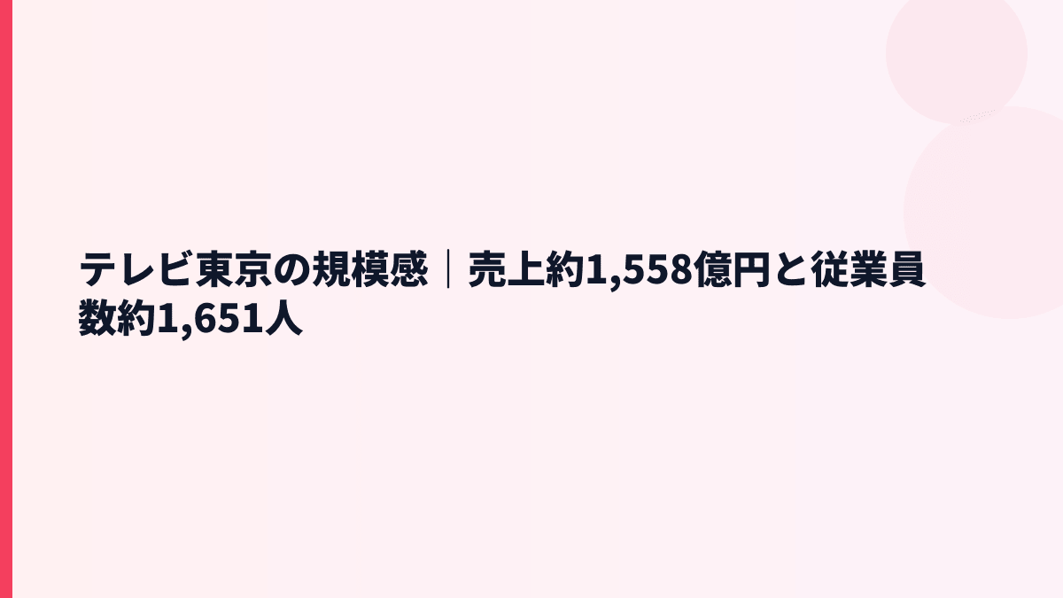 テレビ東京の規模感は大きい？売上約1,558億円・従業員約1,651人