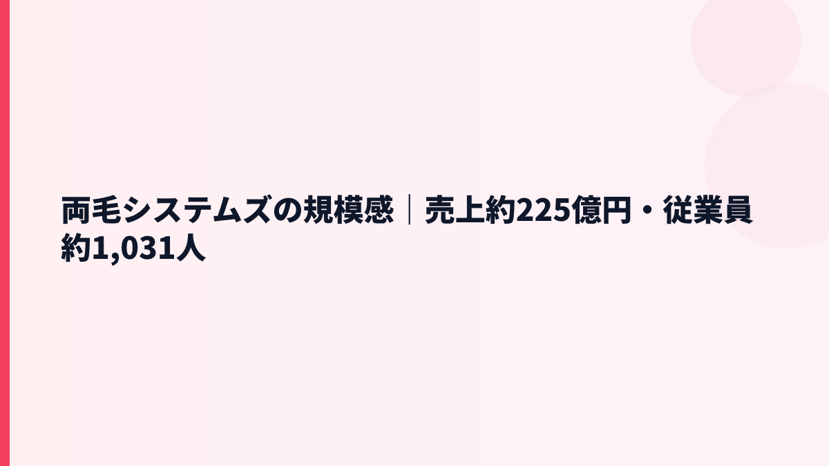 両毛システムズの規模感｜売上約225億円・従業員約1,031人