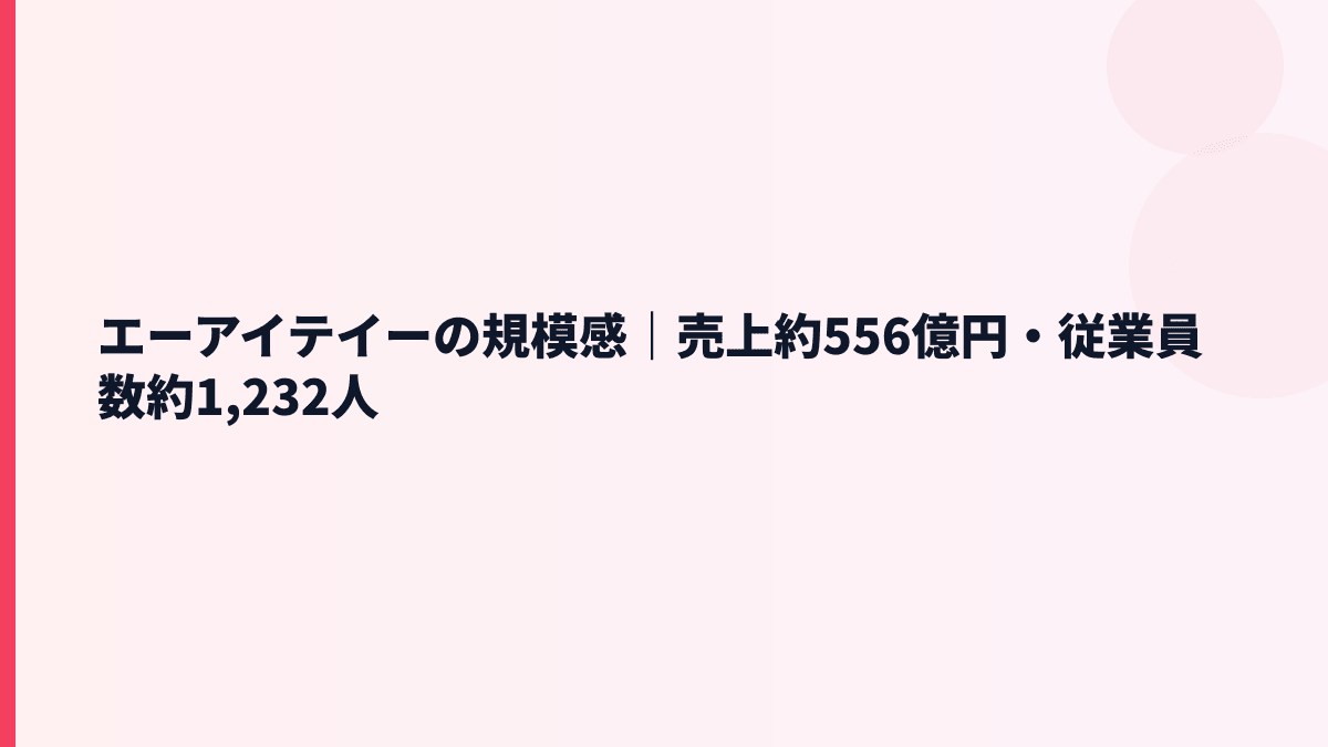 エーアイテイーの規模感｜売上約556億円・従業員数約1,232人
