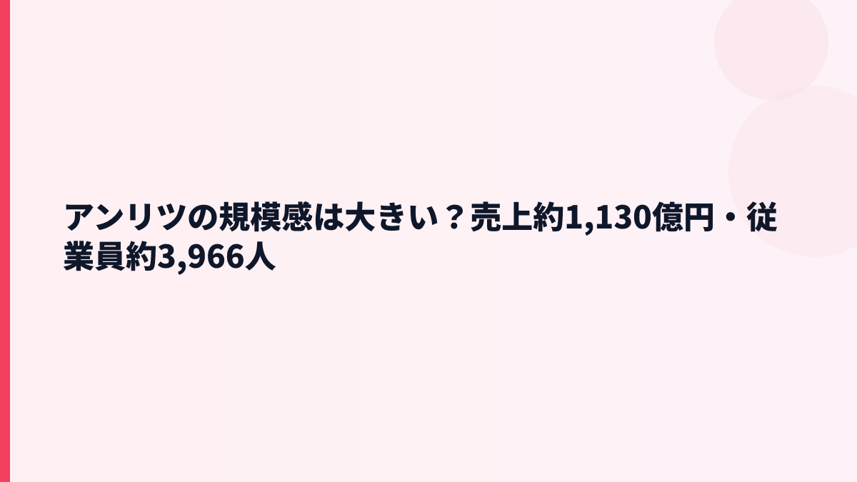 アンリツの規模感は大きい？売上約1,130億円・従業員約3,966人