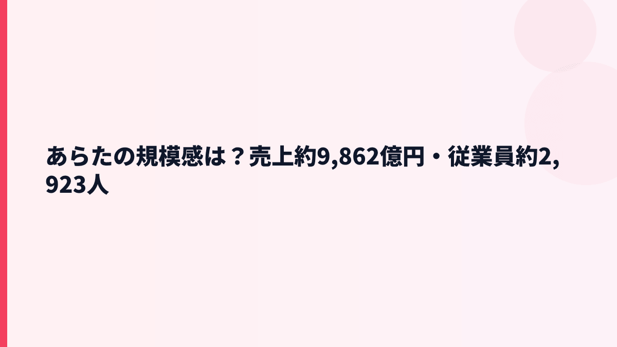 あらたの規模感は？売上約9,862億円・従業員約2,923人