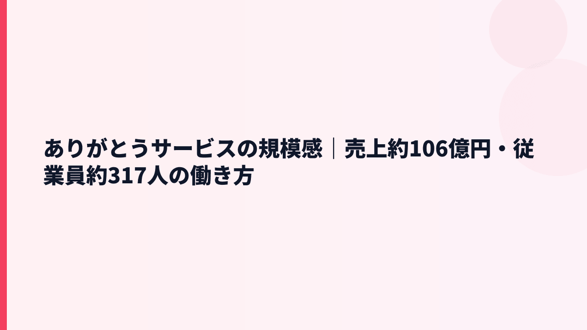 ありがとうサービスの規模感｜売上約106億円・従業員約317人の働き方