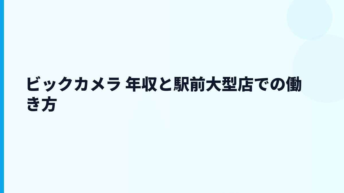 ビックカメラ 年収と駅前大型店での働き方