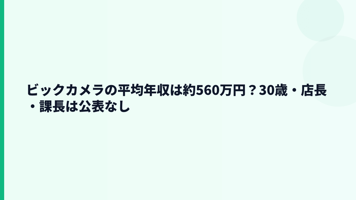 ビックカメラの平均年収は約560万円？30歳・店長・課長は公表なし
