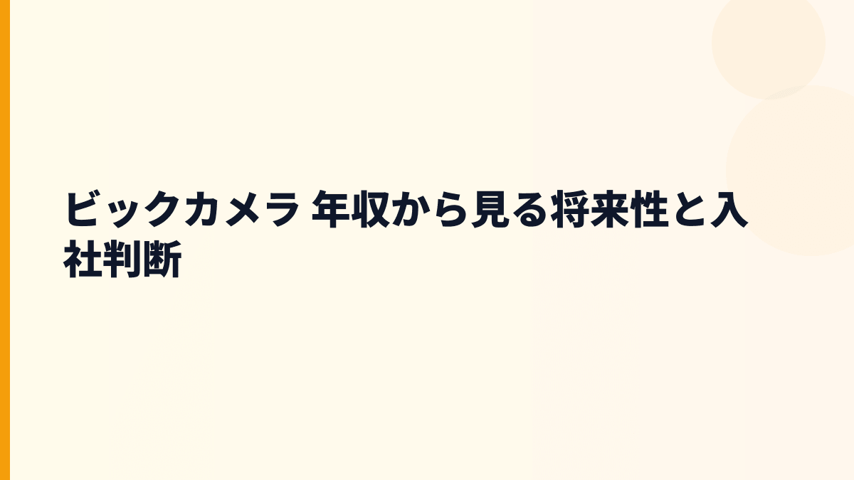 ビックカメラ 年収から見る将来性と入社判断