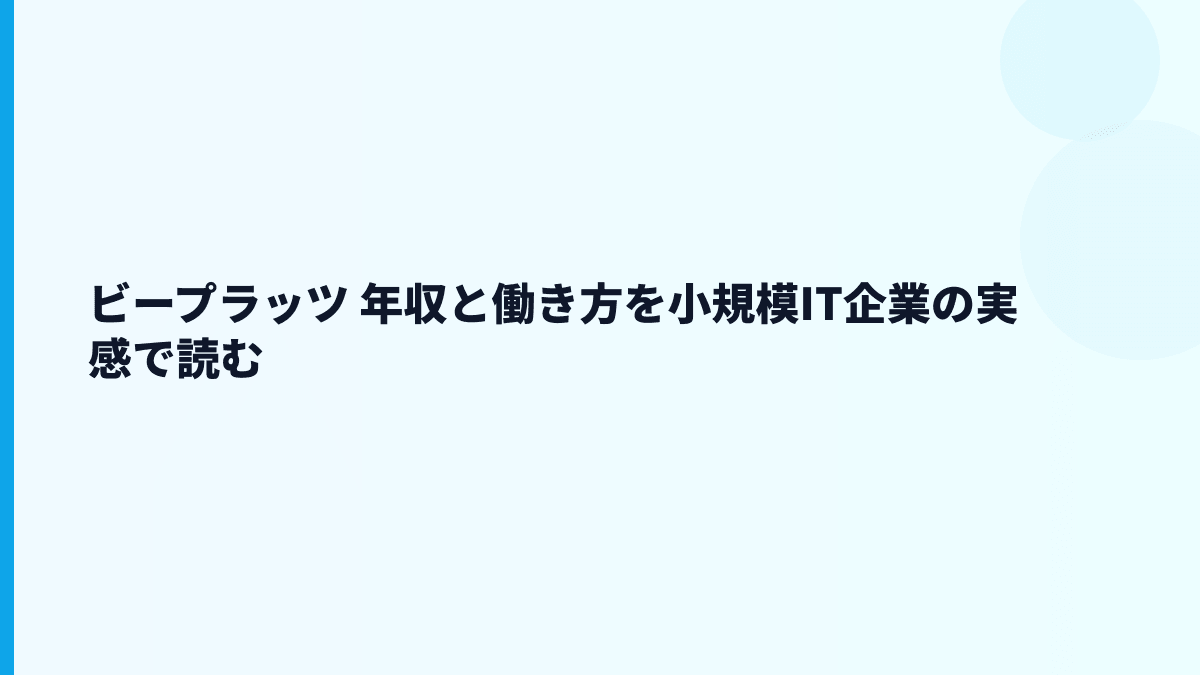 ビープラッツ 年収と働き方を小規模IT企業の実感で読む