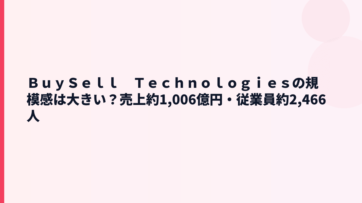 ＢｕｙＳｅｌｌ　Ｔｅｃｈｎｏｌｏｇｉｅｓの規模感は大きい？売上約1,006億円・従業員約2,466人