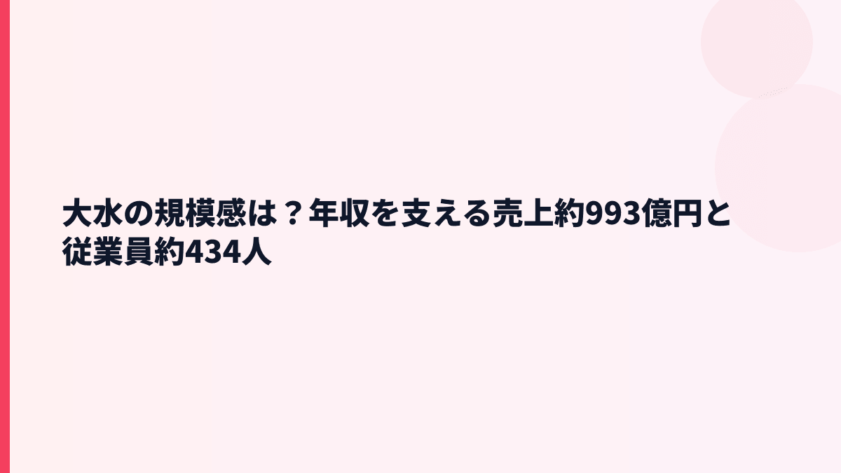 大水の規模感は？年収を支える売上約993億円と従業員約434人