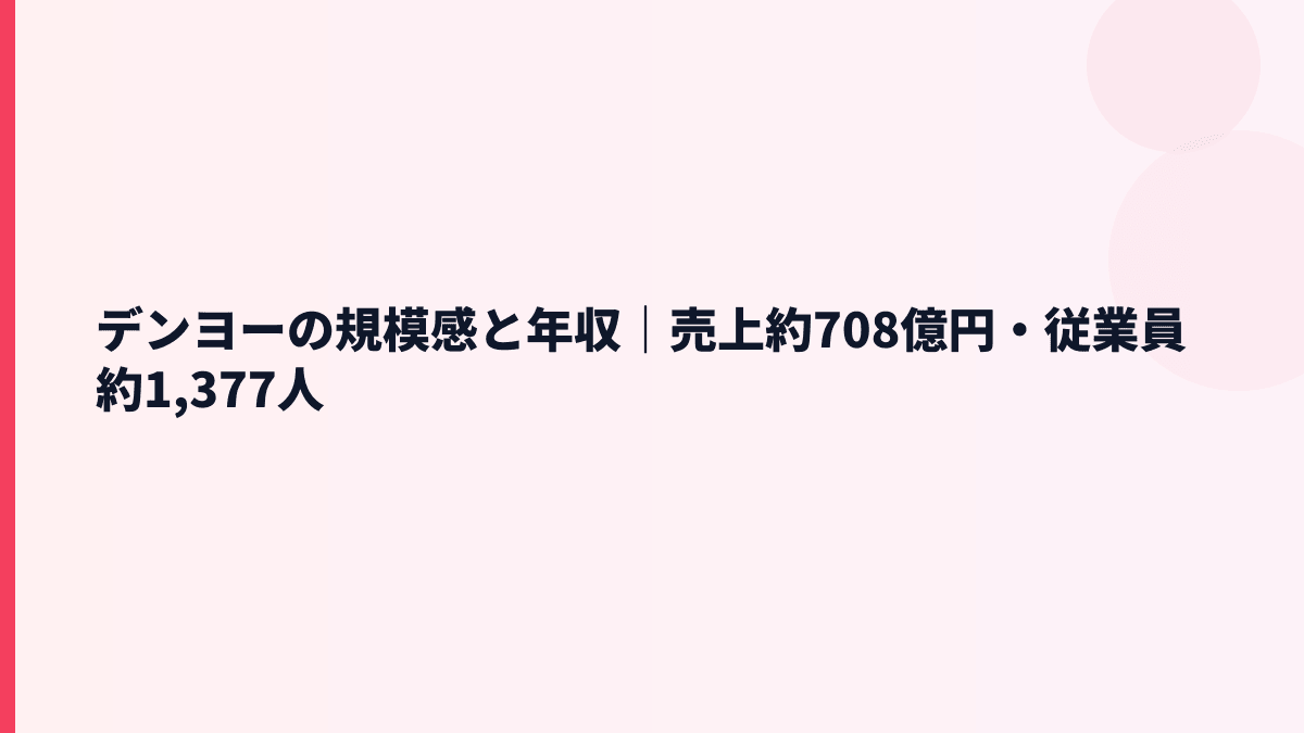 デンヨーの規模感と年収｜売上約708億円・従業員約1,377人