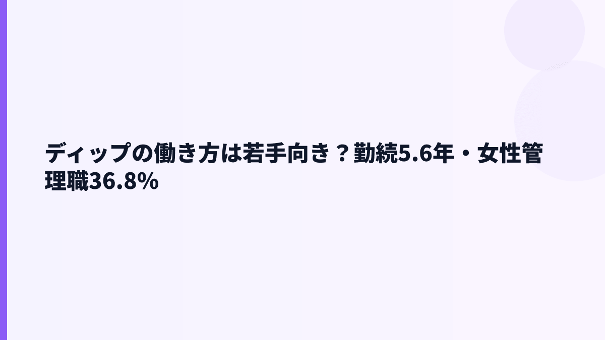 ディップの働き方は若手向き？勤続5.6年・女性管理職36.8%