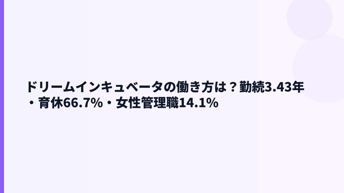ドリームインキュベータの働き方は？勤続3.43年・育休66.7%