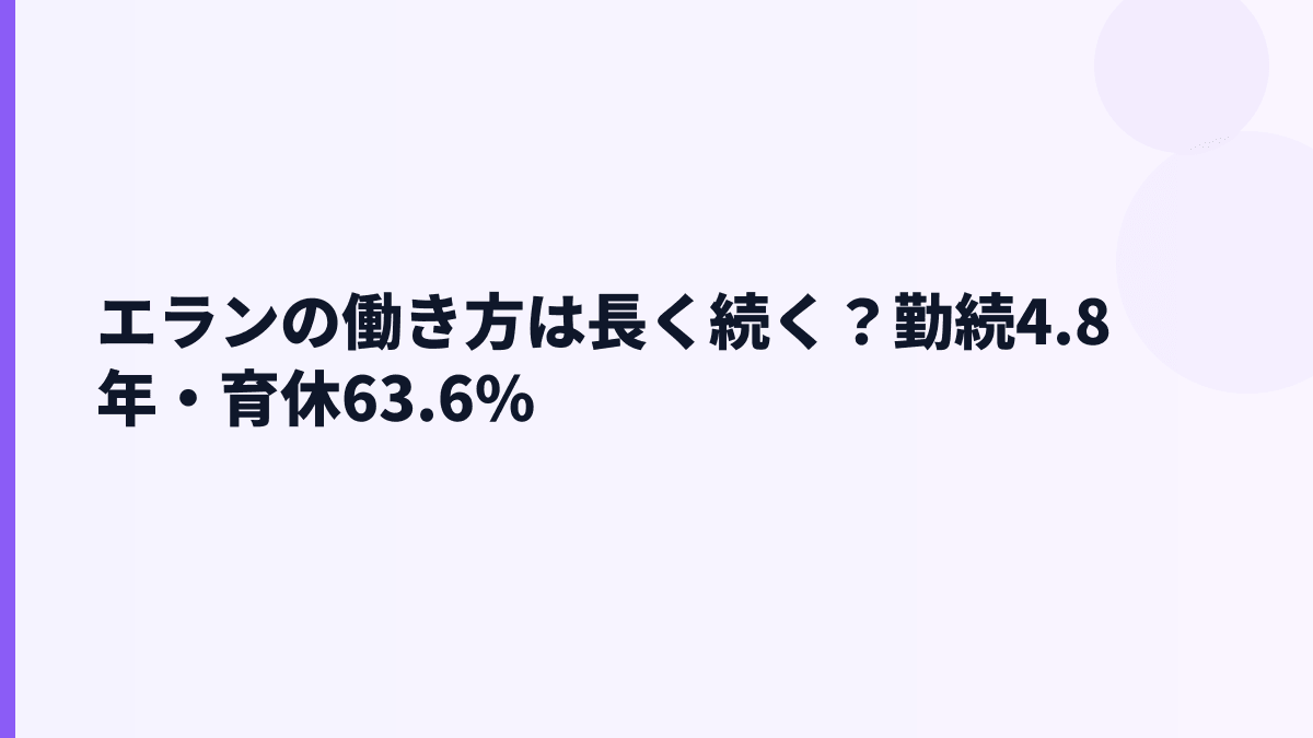 エランの働き方は長く続く？勤続4.8年・育休63.6%