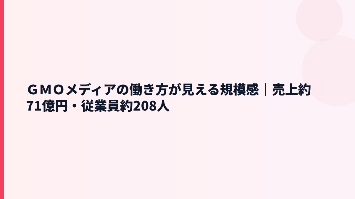ＧＭＯメディアの規模感は？売上約71億円・従業員約208人の実感